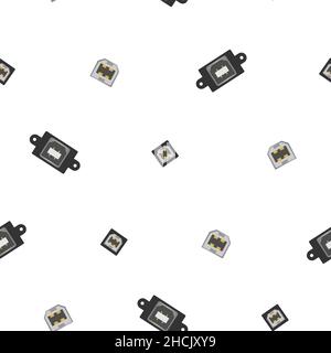Pattern of USB type B. USB type B sockets - dad and mom. On a white background. Flat vector illustration. Stock Vector