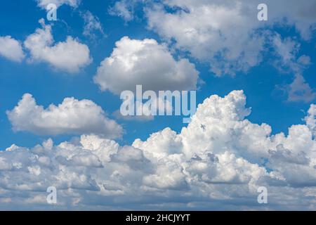White clouds floating in the blue sky background Stock Photo