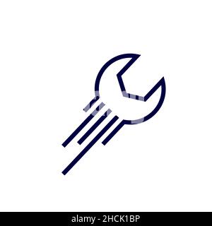 wrench line modern shape logo design vector graphic symbol icon sign illustration creative idea Stock Vector
