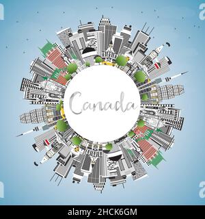 Montreal Canada City Skyline with Gray Buildings Isolated on White ...