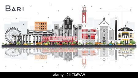 Italy, Bari city skyline isolated vector illustration, icons Stock ...