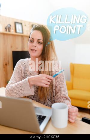 Text sign showing Killing Point. Business overview Phase End Review Stage Gate Project Evaluation No Go Internet Video Chat Concept, Abstract Long Stock Photo