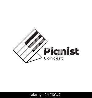 ticket piano logo design vector graphic symbol icon sign illustration creative idea Stock Vector