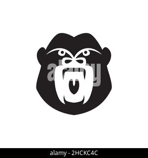 face black gorilla flat roar logo design vector graphic symbol icon sign illustration creative idea Stock Vector