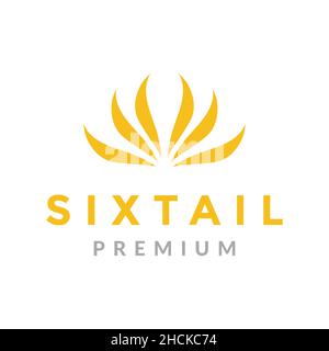animal six tails logo design vector graphic symbol icon sign illustration creative idea Stock Vector