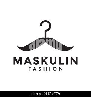 mustache with hanger logo design vector graphic symbol icon sign illustration creative idea Stock Vector