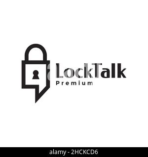 padlock with chat talk logo design vector graphic symbol icon sign illustration creative idea Stock Vector