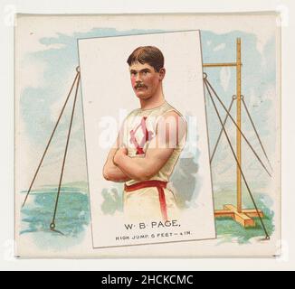 Allen & Ginter (American, Richmond, Virginia) W.B. Page, High Jump, from World's Champions, Second Series (N43) for Allen & Ginter Cigarettes, 1888 American,  Commercial lithograph; Sheet: 2 15/16 x 3 1/4 in. (7.4 x 8.3 cm) The Metropolitan Museum of Art, New York, The Jefferson R. Burdick Collection, Gift of Jefferson R. Burdick (63.350.202.43.18) http://www.metmuseum.org/Collections/search-the-collections/414380