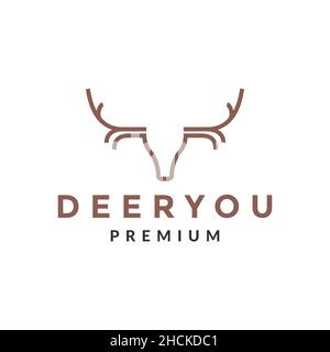 modern head deer brown logo design vector graphic symbol icon sign illustration creative idea Stock Vector