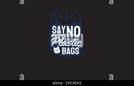 say not to plastic bag earth day monogram text vector template Stock Vector