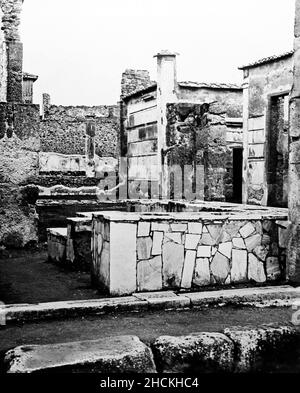 Wine shop and House of Sallust, Pompeii, Italy, Victorian period Stock Photo