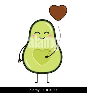 Cute Avocado Vector Icon. Cartoon Avocado illustration isolated on white background. Stock Vector