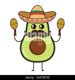 Cute Avocado Vector Icon. Cartoon Avocado illustration isolated on white background. Stock Vector