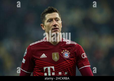 Ukraine, Kyiv - 23 November 2021. Robert Lewandowski (FC Bayern Munich) during the match between FC Dynamo Kyiv and FC Bayern Munich, NSC Olympiyskiy Stock Photo