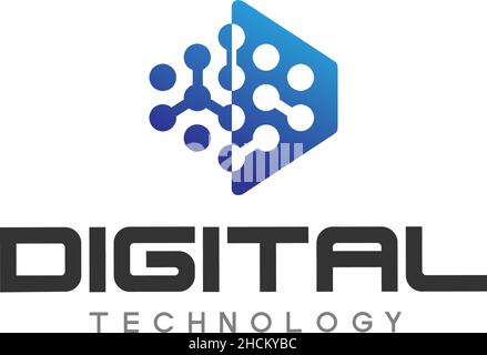 Flat DIGITAL TECHNOLOGY Circuit Word logo design Stock Vector