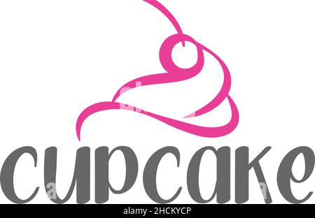 Minimalist simple CUPCAKE delicious logo design Stock Vector