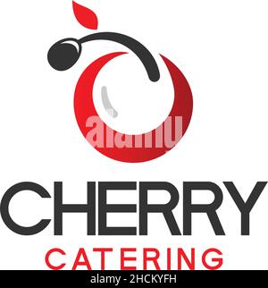Modern Colorful CHERRY CATERING Fruits Logo design Stock Vector