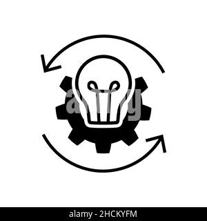 Process vector icon. Lightbulb symbol in flat style. Innovation concept. Light bulb with gear and arrows sign. Light bulb creative icon. Simple Idea s Stock Vector