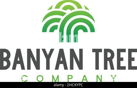 Modern simple BANYAN TREE company logo design Stock Vector