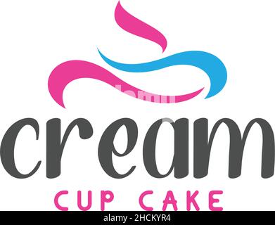 Modern colorful CREAM CUP CAKE yummy logo design Stock Vector