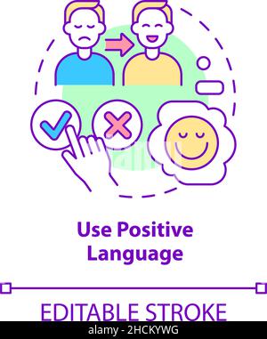 Use positive language concept icon Stock Vector