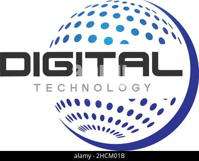 Flat DIGITAL TECHNOLOGY Globe Word logo design Stock Vector