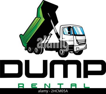 Modern Mascot DUMP RENTAL Truck Car logo design Stock Vector