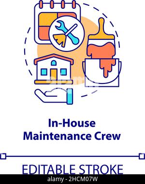 In-house maintenance crew concept icon Stock Vector