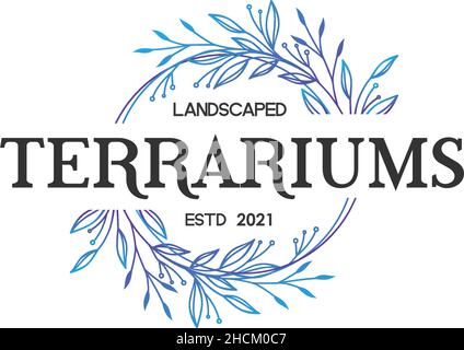 Modern flat letter TERRARIUMS flower logo design Stock Vector