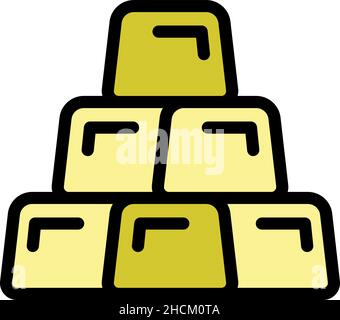 Gold bars icon. Outline gold bars vector icon color flat isolated Stock Vector