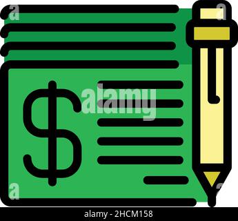 Money papers icon. Outline money papers vector icon color flat isolated Stock Vector