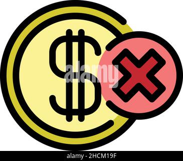 Close dollar icon. Outline close dollar vector icon color flat isolated Stock Vector