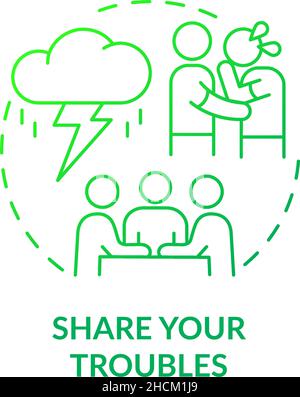 Share your troubles green gradient concept icon Stock Vector