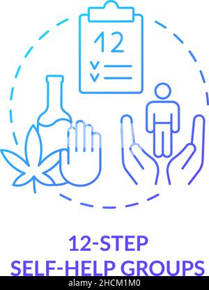 Twelve step self help groups blue gradient concept icon Stock Vector