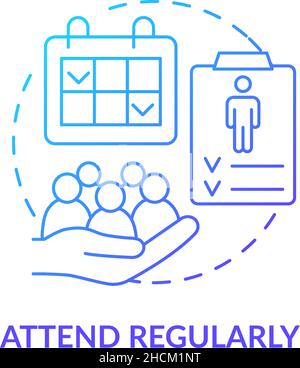 Attend regularly blue gradient concept icon Stock Vector