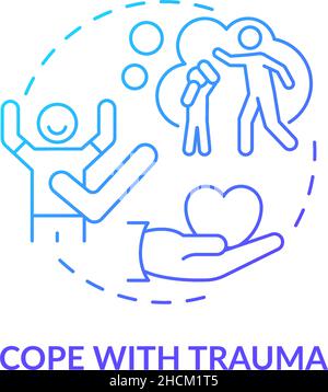 Cope with trauma blue gradient concept icon Stock Vector
