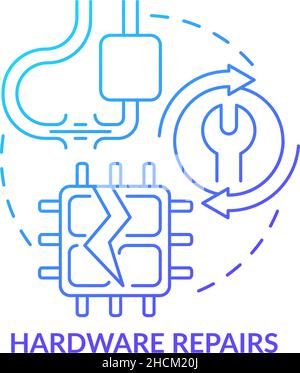 Hardware repair blue gradient concept icon Stock Vector