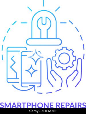 Smartphone repair blue gradient concept icon Stock Vector