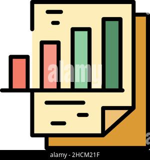 Office graph report icon. Outline office graph report vector icon color flat isolated Stock Vector