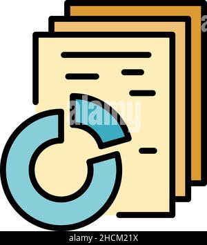Company graph report icon. Outline company graph report vector icon color flat isolated Stock Vector
