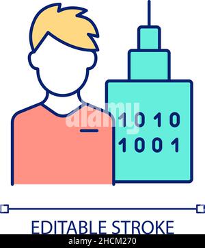 Professional database engineer RGB color icon Stock Vector