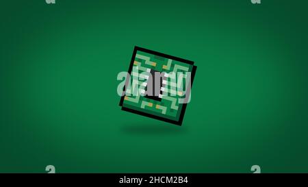 Pixel 8 bit gaming silicon chip background - high res wallpaper Stock Photo
