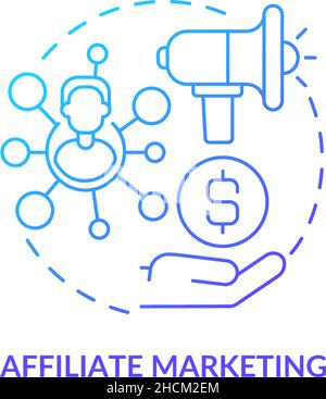 Affiliate marketing blue gradient concept icon Stock Vector