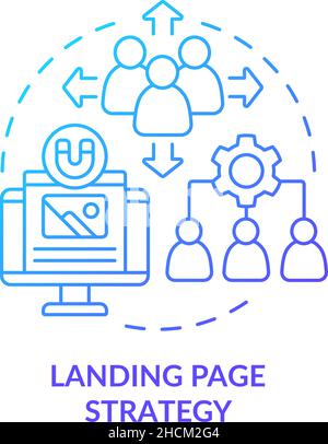 Landing page strategy blue gradient concept icon Stock Vector