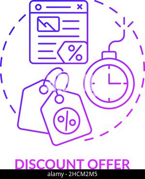 Discount offer purple gradient concept icon Stock Vector