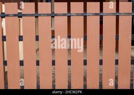 Brown fence made from wood Stock Photo