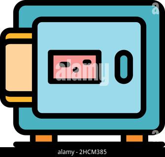Safebox icon. Outline safebox vector icon color flat isolated Stock Vector
