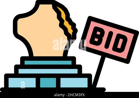 Museum auction icon. Outline museum auction vector icon color flat isolated Stock Vector