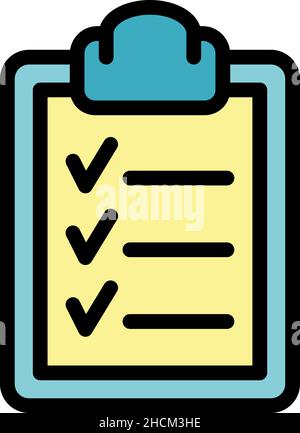 Sport nutrition clipboard icon. Outline sport nutrition clipboard vector icon color flat isolated Stock Vector