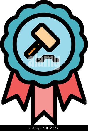 Auction emblem icon. Outline auction emblem vector icon color flat isolated Stock Vector